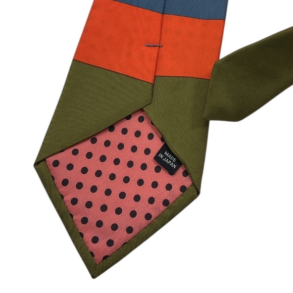 GÊNE MEYER Gray/Yellow/Orange/Green Striped Silk LUXURY Tie JAPAN - Picture 5 of 5